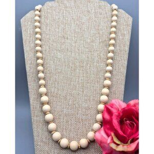 Wooden Beads Single Strand Necklace Wooden Spacers Made in Germany 27"